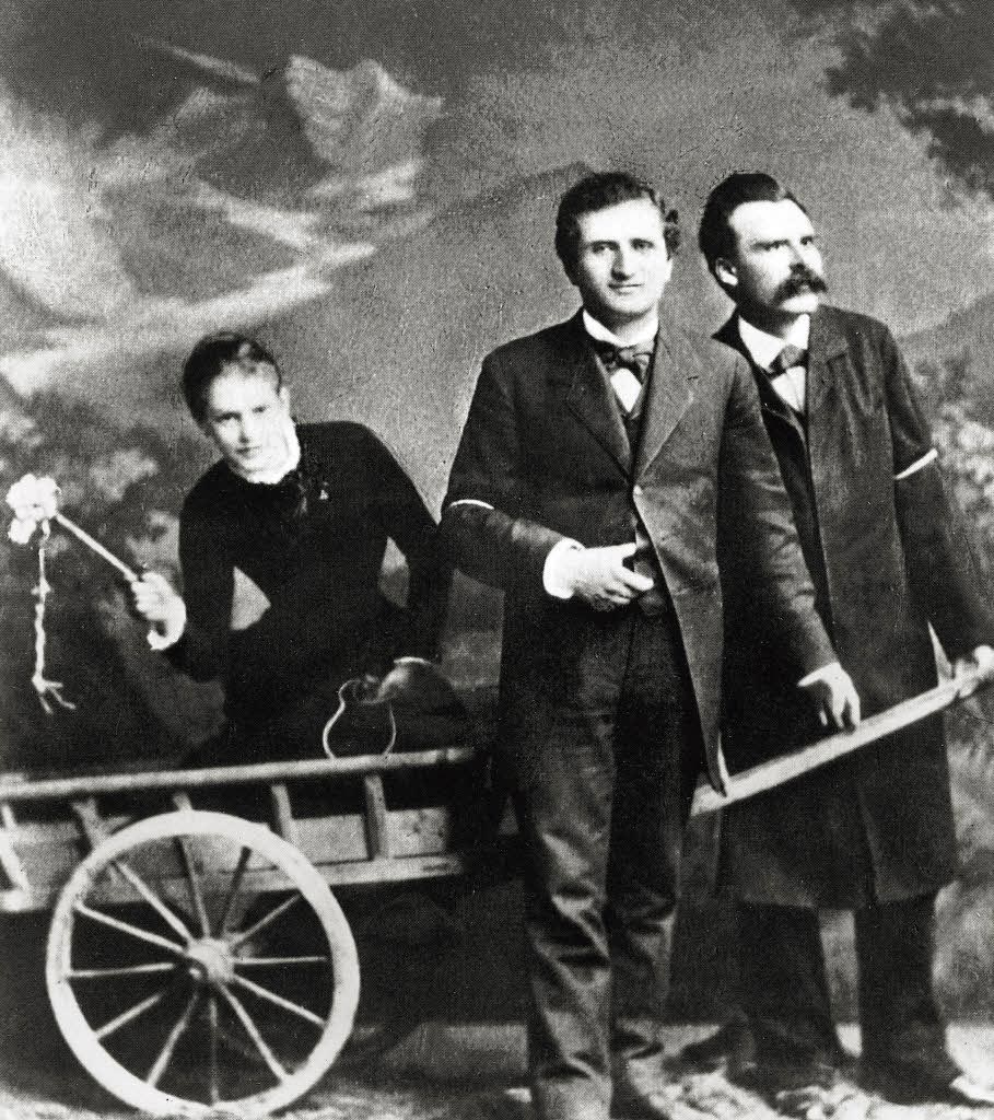 Friedrich Nietzsche (höger) tillsammans med vännerna Lou Salomé och Paul Rée, 1882.