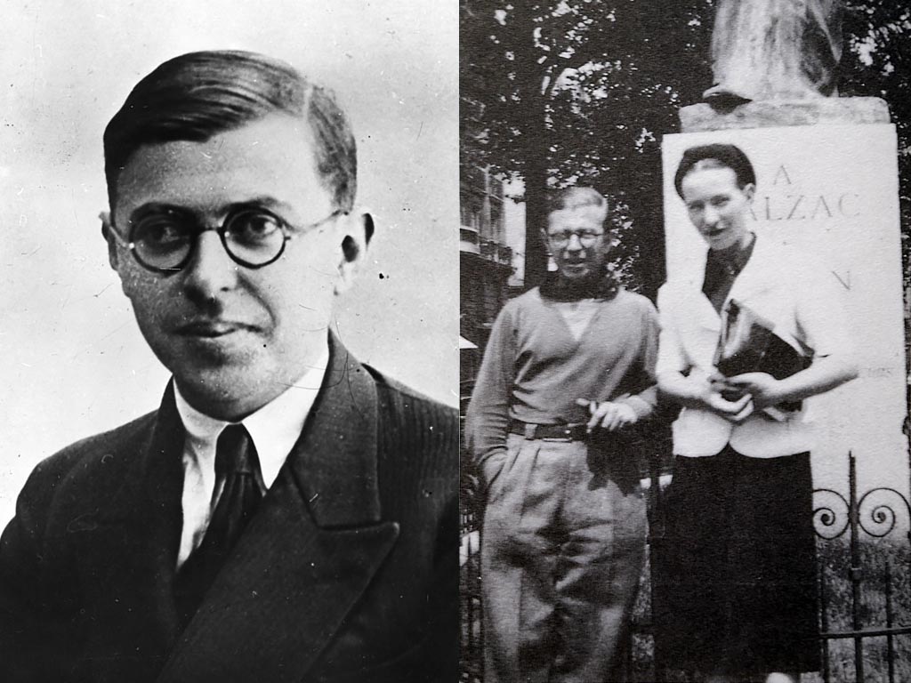 Sartre som ung. Till höger tillsammans med de Beauvoir.